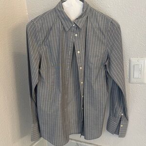 Banana Republic Gray Striped Women's Button Down Shirt